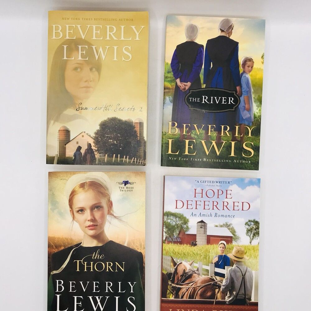 Lot of 4 Amish Romance Paperbacks, Beverly Lewis and Linda Byler